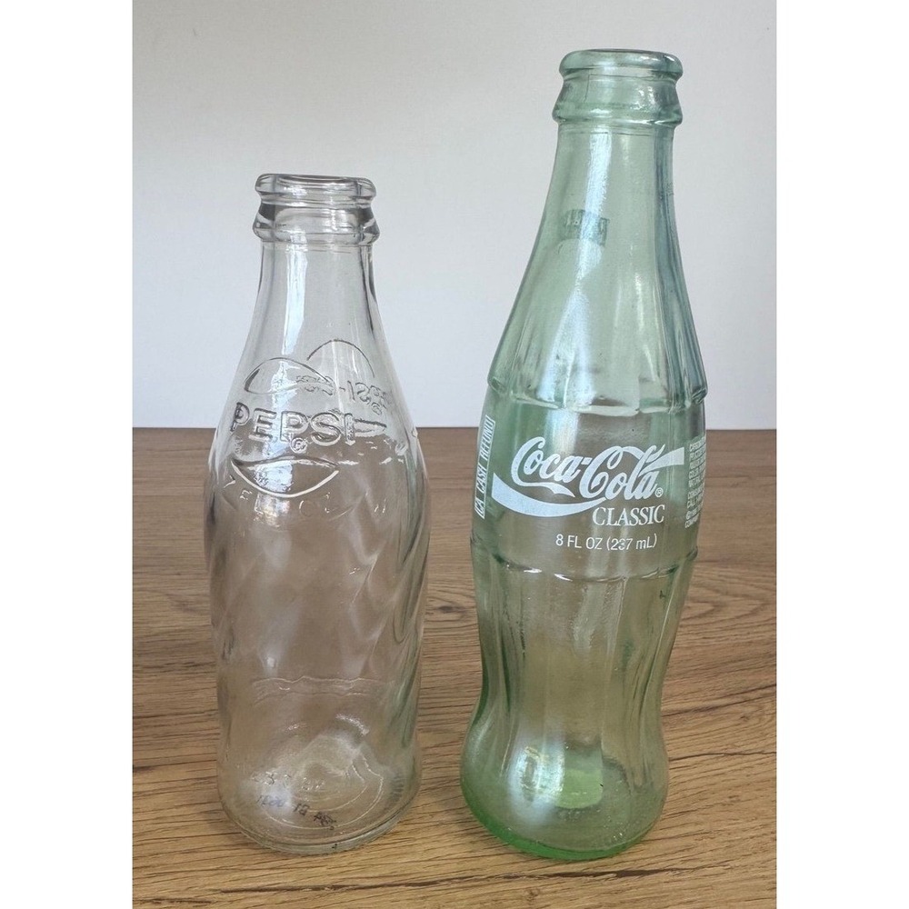 Coca-Cola Pepsi Glass Soda Bottle Set 8oz Golden State Warriors NBA Vintage